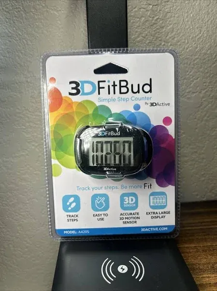 3Dfitbud Simple Step Counter Walking 3D Pedometer with Clip and Lanyard, A420S