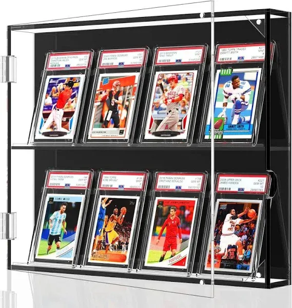 Acrylic Baseball Card Display Case, 8 Graded Card Display Frame Wall Mount With