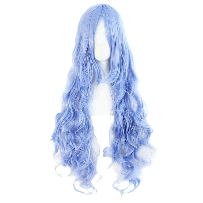 MapofBeauty 32" 80cm Long Hair Spiral Curly Cosplay Costume Wig (Gray Green)