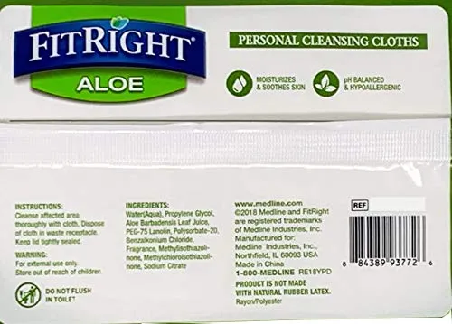 FitRight 8" x 10" Aloe Scented Wet Wipes, Flip Top Lid 48/pk MSC263654