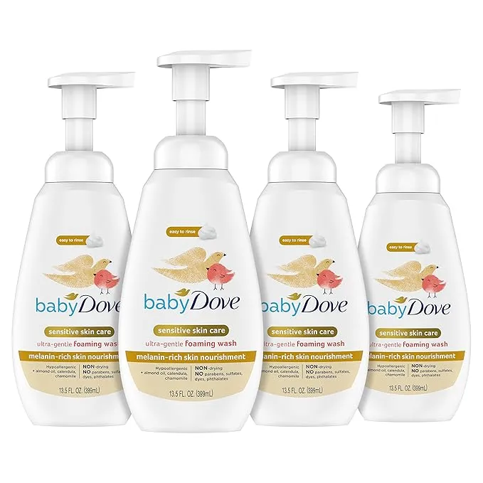 Baby Dove Baby Foaming Wash Melanin-Rich Skin Nourishment 4 Count Moisturizes Skin Ultra Gentle 13.5 fl. oz.