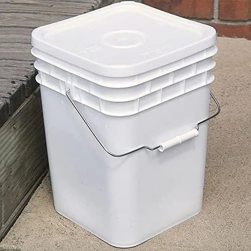 United States Plastic Buckets Tight Fitting Lids Storage 4 Gallon Pack of 10