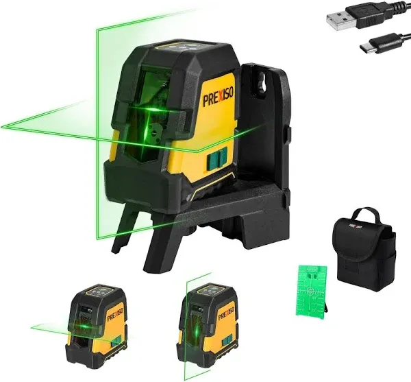 PREXISO Laser Level Self Leveling 100Ft Rechargeable Cross Line Laser