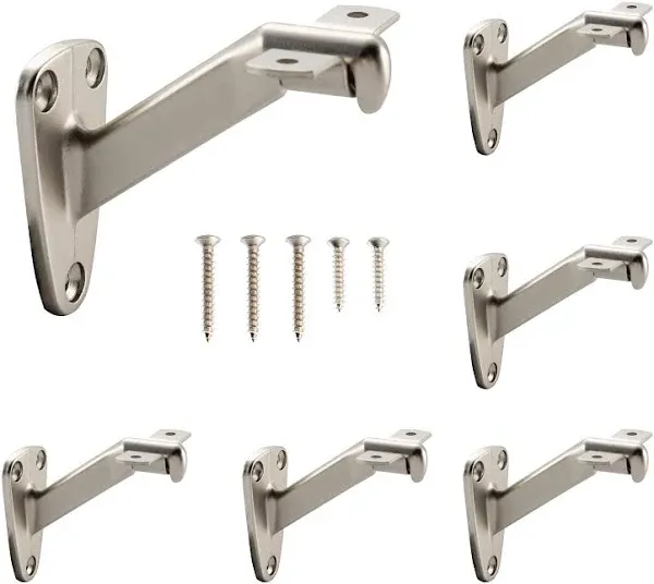 HOME MASTER HARDWARE Handrail Stair Brackets, 3-3/16&#034;(6 Pack), Satin Nickel 