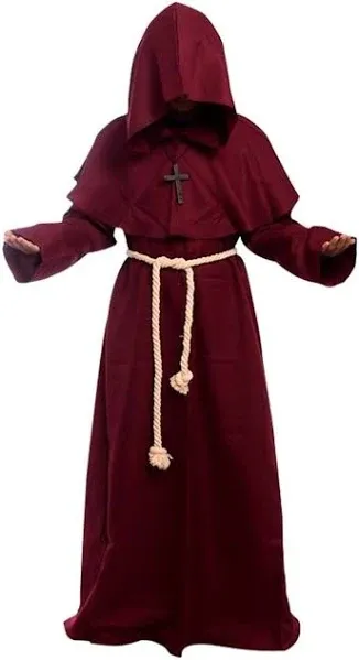 GOLDSTITCH Friar Medieval Hooded Monk Renaissance Priest Robe Costume Cosplay