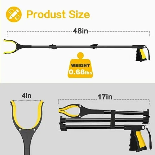 44 Inch Extra Long Grabber Reacher Tool，Foldable Trash Pick Up Stick for Seni...