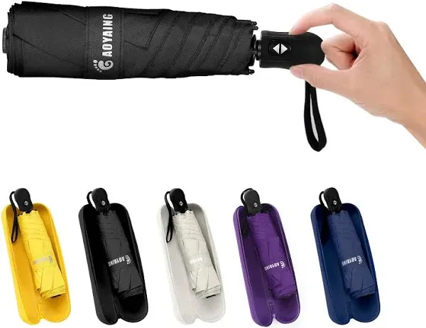 GAOYAING Automatic Mini Umbrella for Travel With Case,Compact Small Umbrella for Rain,Portable Auto Open/Close Folding Rain Umbrellas for Backpack,Pocket Lightweight Umbrella for Puse,UV Umbrellas for Sun Protection Parasol