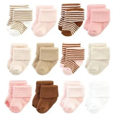 Hudson Baby Girls' Cotton Rich Newborn and Terry Socks