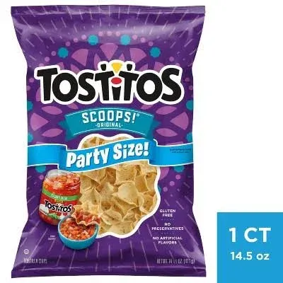 Tostitos Scoops Tortilla Chips Party Size Bag, 14.5 Oz