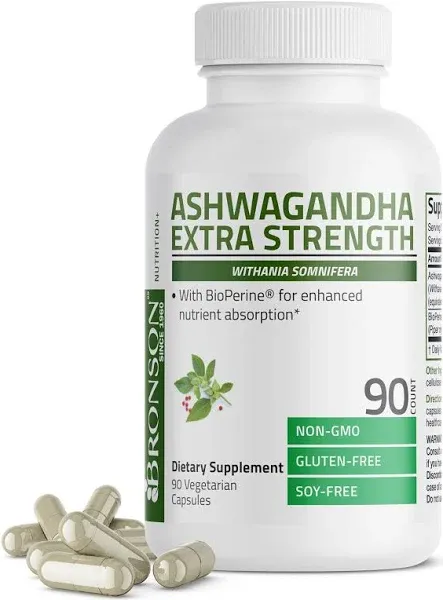 Bronson Ashwagandha Extra Strength Stress & Mood Support with BioPerine