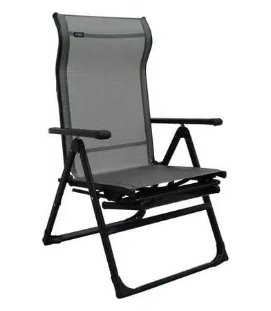 Caravan Sports Ergo+ Patio Folding Chair, Gray with Flip Out Footrest, 300 LB...