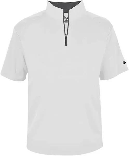 Badger Sport 4199 B-Core Short Sleeve 1/4 Zip - White Graphite