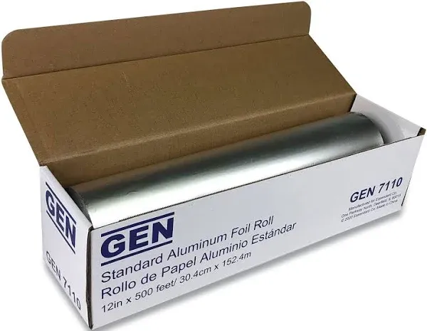 GEN Standard Aluminum Foil Roll, 12" x 500 ft, 6/Carton (GEN7110CT)