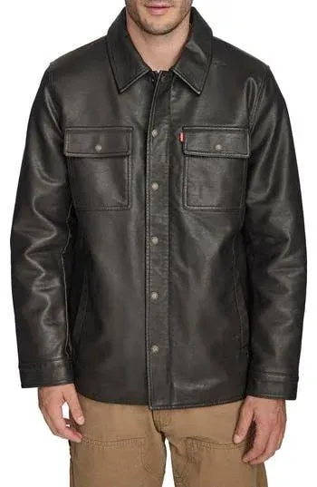 Levi's Men's Faux Leather Sherpa Lined Trucker Jacket