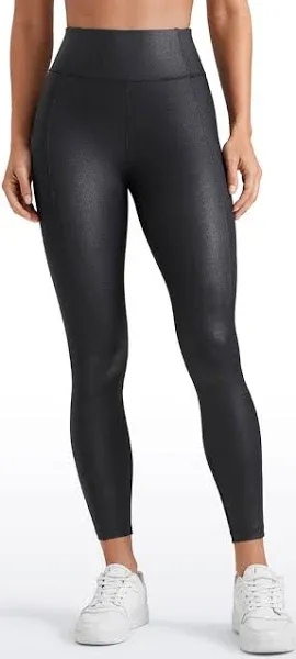 CRZ YOGA Butterluxe Women Matte Faux Leather Leggings with Back Pockets 25