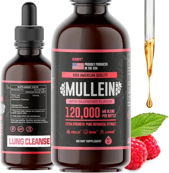 Mullein Drops - Lung Cleanse - Mullein Leaf Extract - Powerful Mullein for Immune Support - Mullein Extract for Lung Detox & Respiratory Support - Ma