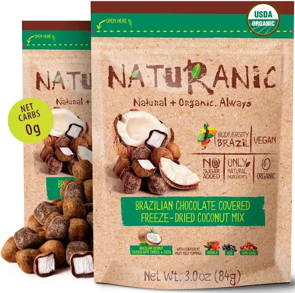 Naturanic Brazilian Chocolate Covered Freeze-Dried Coconut Mix