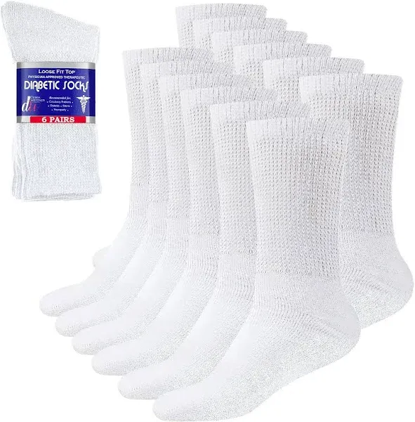 Debra Weitzner 6-Pack Loose Fit Non-Binding Cotton Crew Socks