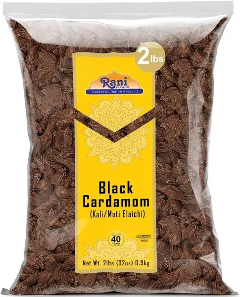 Rani Black Cardamom Pods (Kali Elachi) Whole Indian Spice 32oz (2lbs) 908g Bulk ~ All Natural | Vegan | Gluten Friendly | NON-GMO | Kosher | Indian Origin | Smokey, Tsaoko, Cao Guo, Bach Dan Khau, Badi