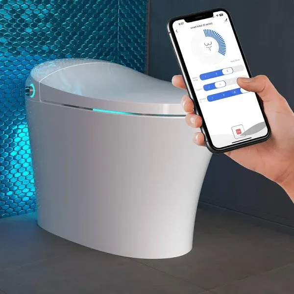 SWAN S-Pro Toilet - Smart Bidet Toilet System with Heat, Automatic Flushing, LED lights | Luxury Smart Toilet | App Enabled |