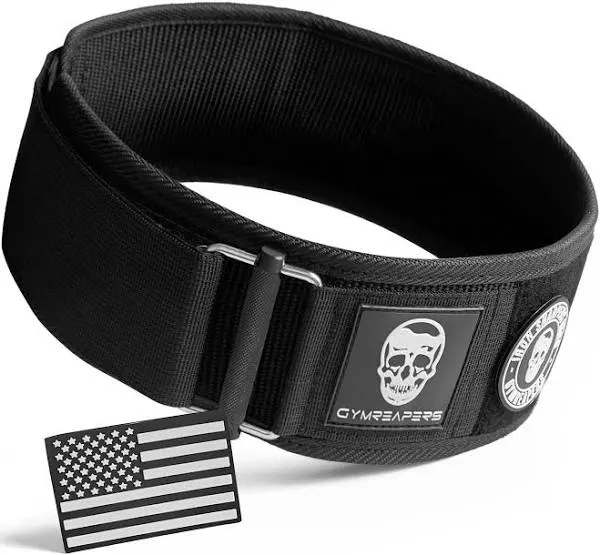 Gymreapers Quick Locking Weightlifting Belt for Bodybuilding, Powerlifting, Cross Training - 4 Inch Neoprene with Metal Buckle - Adjustable Olympic Lifting Back Support