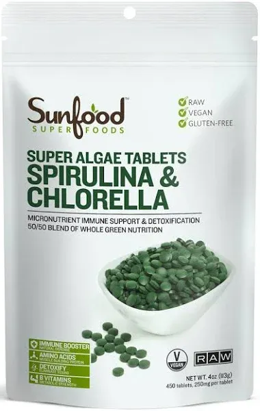 Sunfood Spirulina Chlorella Tablets