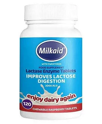 Milkaid Lactase Enzyme Chewable Tablets for Lactose Intolerance Relief