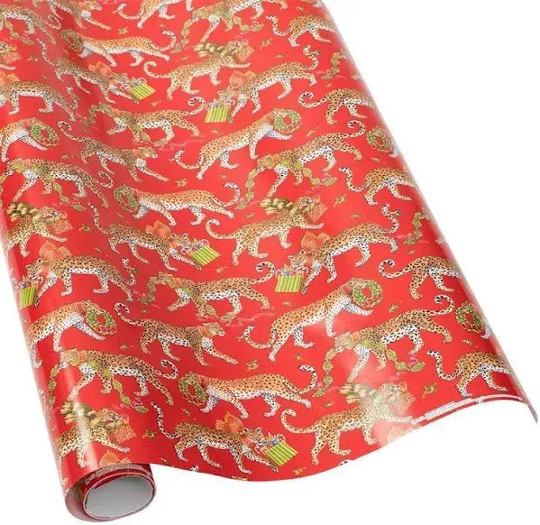 Caspari Christmas Leopards Gift Wrapping Paper