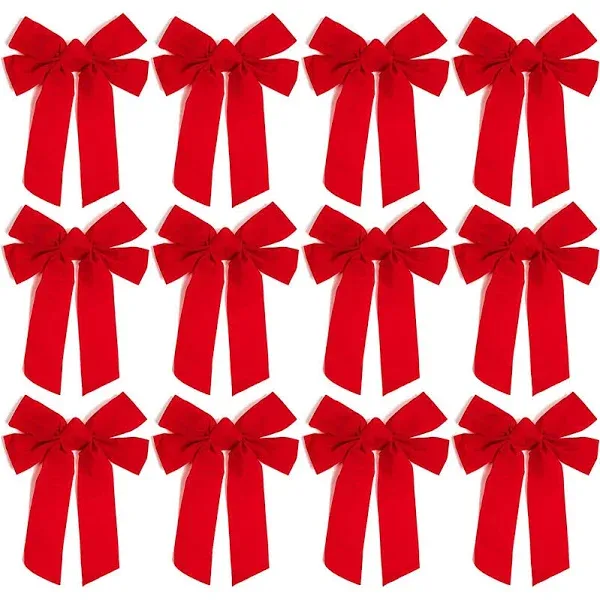 Okuna Outpost 12 Pack Red Velvet Christmas Bows