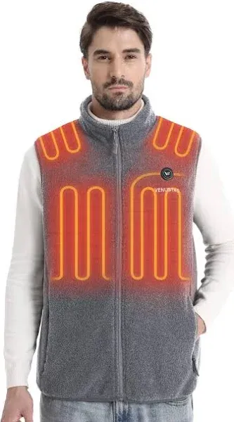 Venustas Men's Fleece Heated Vest with Battery Pack 7.4V, Lightweight insulated Electric Vest