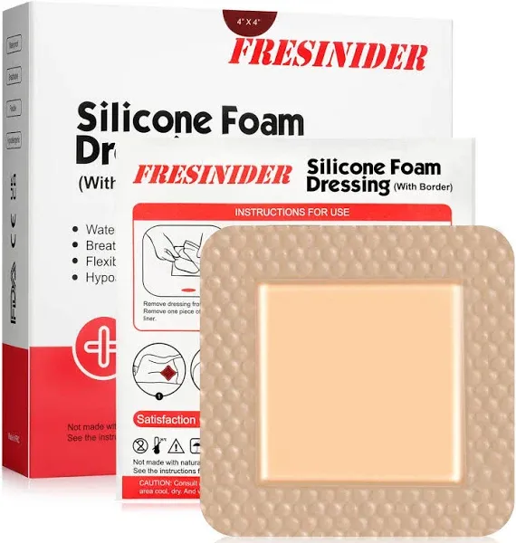 Silicone Foam Dressing with Adhesive Border – Wound Dressing Bandage – Silicone Foam Pad – Pack of 5 – 4 x 4 Inches Large Waterproof Bandages – Self Adhesive Wound Care and Dressings