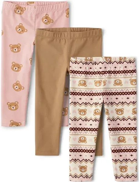 Toddler Girls Print Leggings 3-Pack - Pink