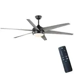 Windward 68&#034;White Color Changing Integrated LED Matte Black Ceiling Fan w/Light