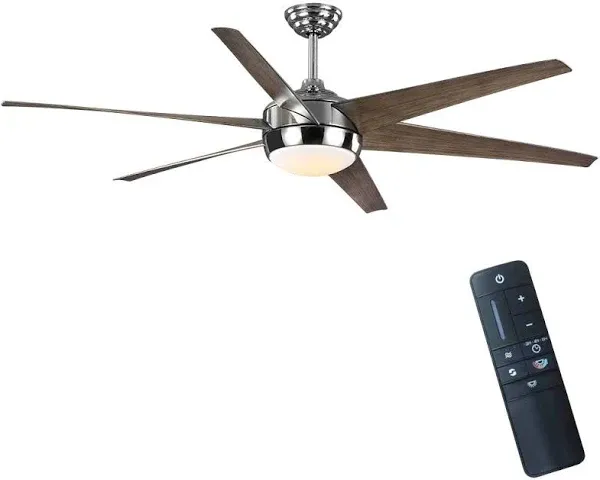 Home Decorators collection Windward 68 in. White Color Changing Integrated LED Nickel Ceiling Fan with Light Kit, DC Motor and Remote