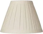 Springcrest Creme Linen Medium Box Pleat Lamp Shade 7" Top x 14" Bottom x 11" High (Spider) Replacement with Harp and Finial