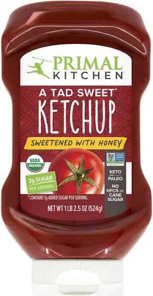 Primal Kitchen, A Tad Sweet Ketchup, Sweetened with Honey, 18.5oz.