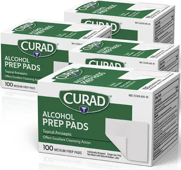 Curad Alcohol Topical Prep Pads 2x400 (800) Count Isopropyl Medical Wipes