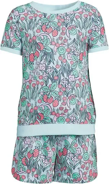 Girls Lands' End Short Sleeve Tee and Shorts Pajama Set