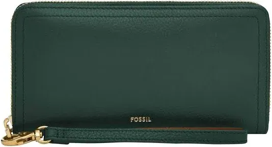 FOSSIL Logan Leather Zip Around Wallet & Wristlet - Yellow