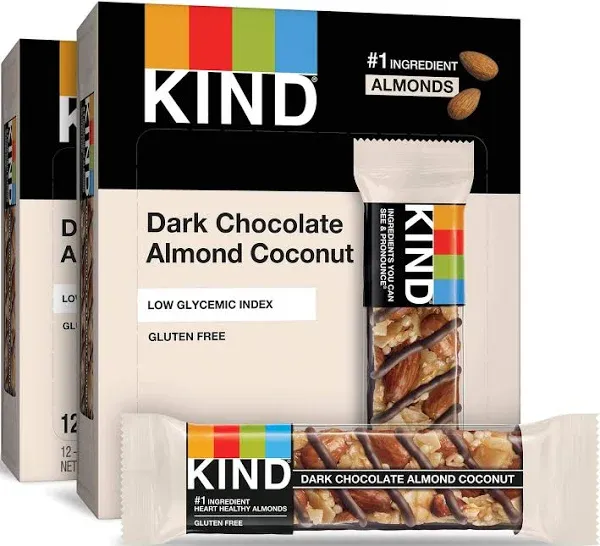 Kind Fruit and Nut Bars, Dark Chocolate Almond & Coconut, 1.4 oz Bar, 12/Box