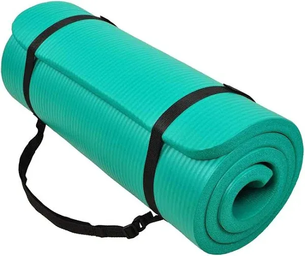 BalanceFrom Fitness GoCloud 1&#034; Thick Exercise Mat w/Carrying Strap, Green (Used)