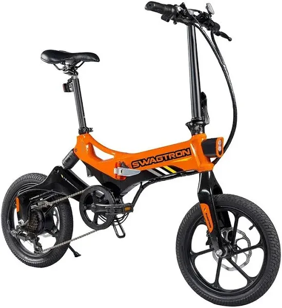 Swagtron Folding Electric Bike Removable Battery 7-Speed E Bike 16&#034; 350W Motor