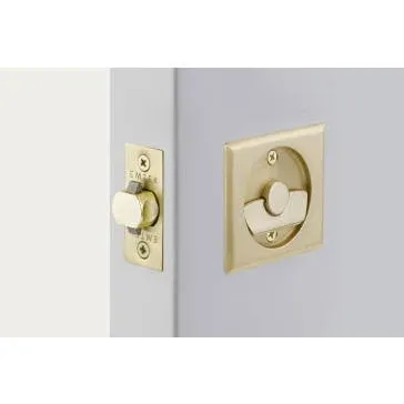 Emtek 2135US4 Square Tubular Privacy Pocket Door Lock Satin Brass