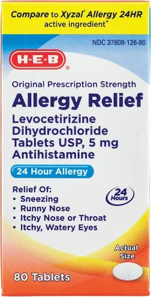 H-E-B Allergy Relief Levocetirizine Dihydrochloride 24 Hour Tablets