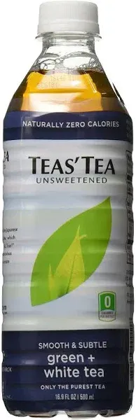 Green + White Tea - Smooth &amp; Subtle - 16.9 Fl Oz Pack of 12 - Zero Calories