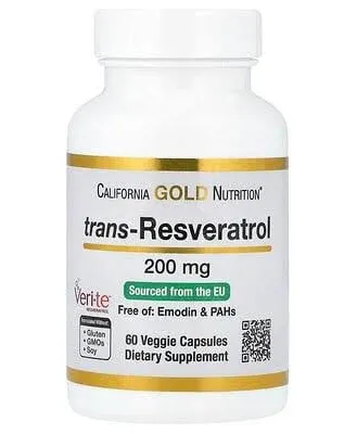 California Gold Nutrition, Trans-Resveratrol, Italian Sourced, 200 mg, 60 Veggie Capsules