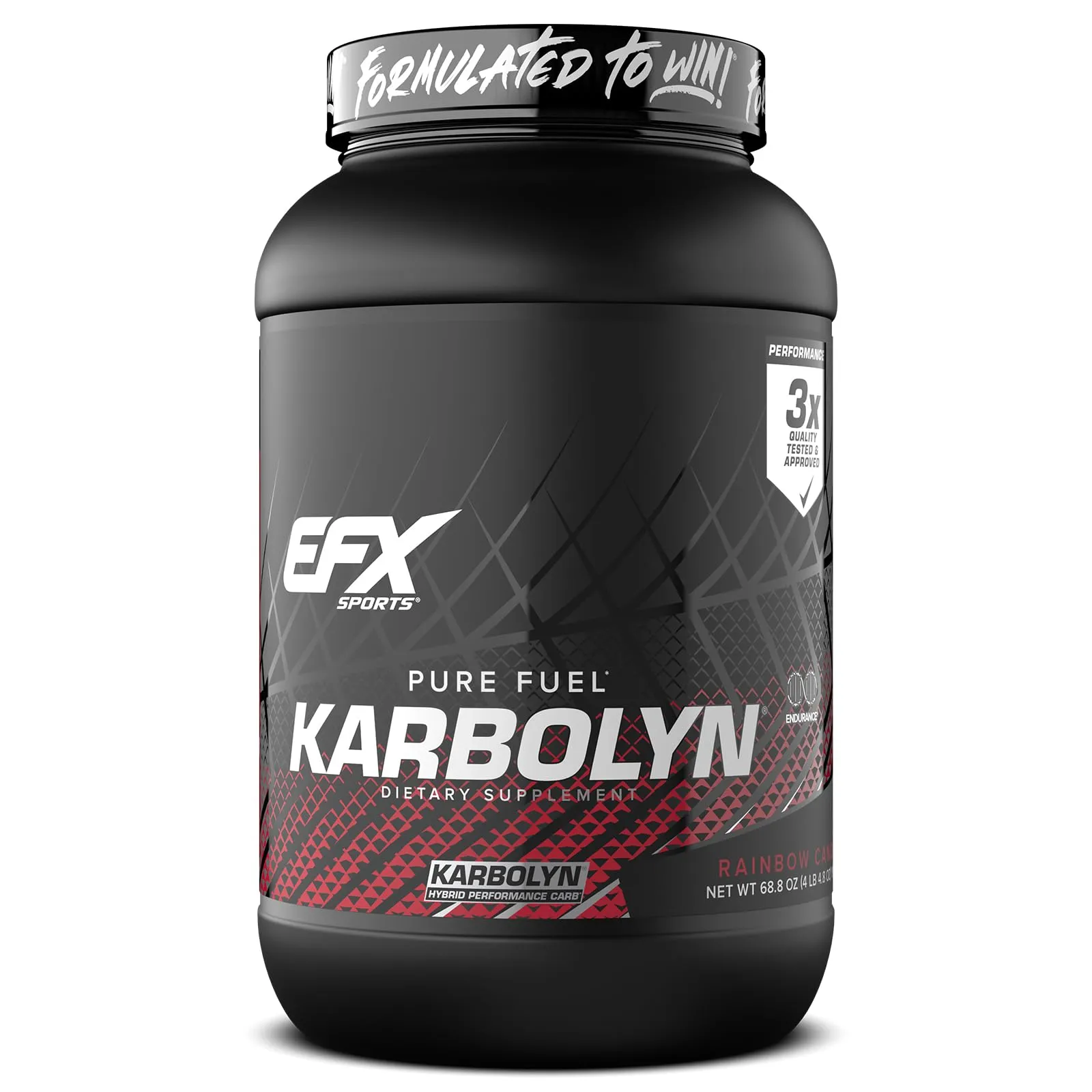 EFX Sports Karbolyn Fuel Complex Carbohydrate Post Workout & Pre Workout Powder Clinically Tested Intense Energy Supplement Shake (Rainbow Candy, 4.4 Pounds)