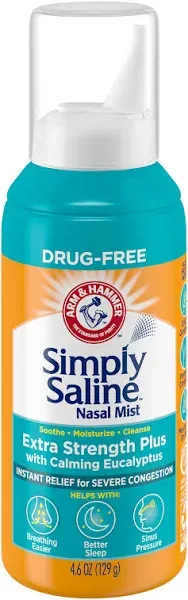 Simply Saline Extra Strength Plus with Calming Eucalyptus for Severe Congestion Relief Nasal Mist: 4.6oz