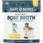 Bare Bones Bone Broth Instant Powdered Beverage Mix, Lemon Ginger, Pack of 8, Size: 15g