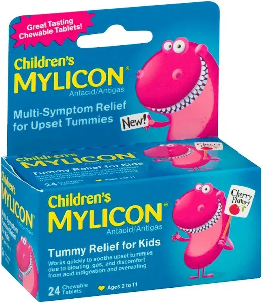 Childrens Mylicon Antacid Upset Tummy Relief 24 Chewable Tabs